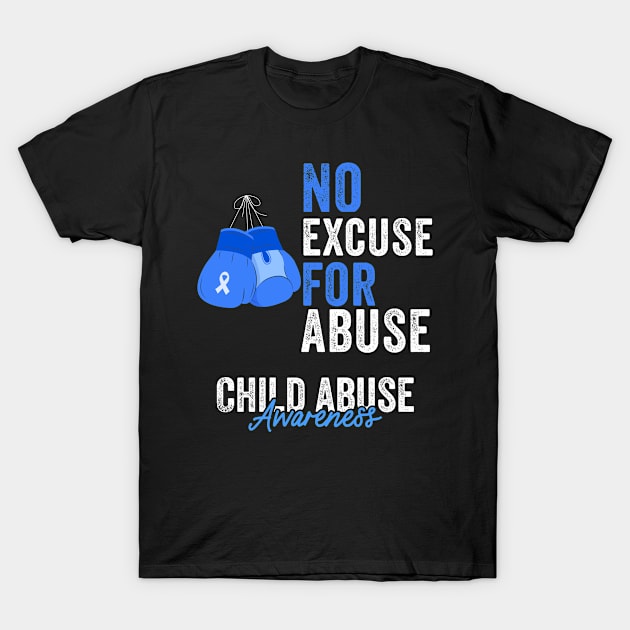 Child Abuse Prevention Awareness Month Blue Ribbon gift idea T-Shirt by Mad Maggie